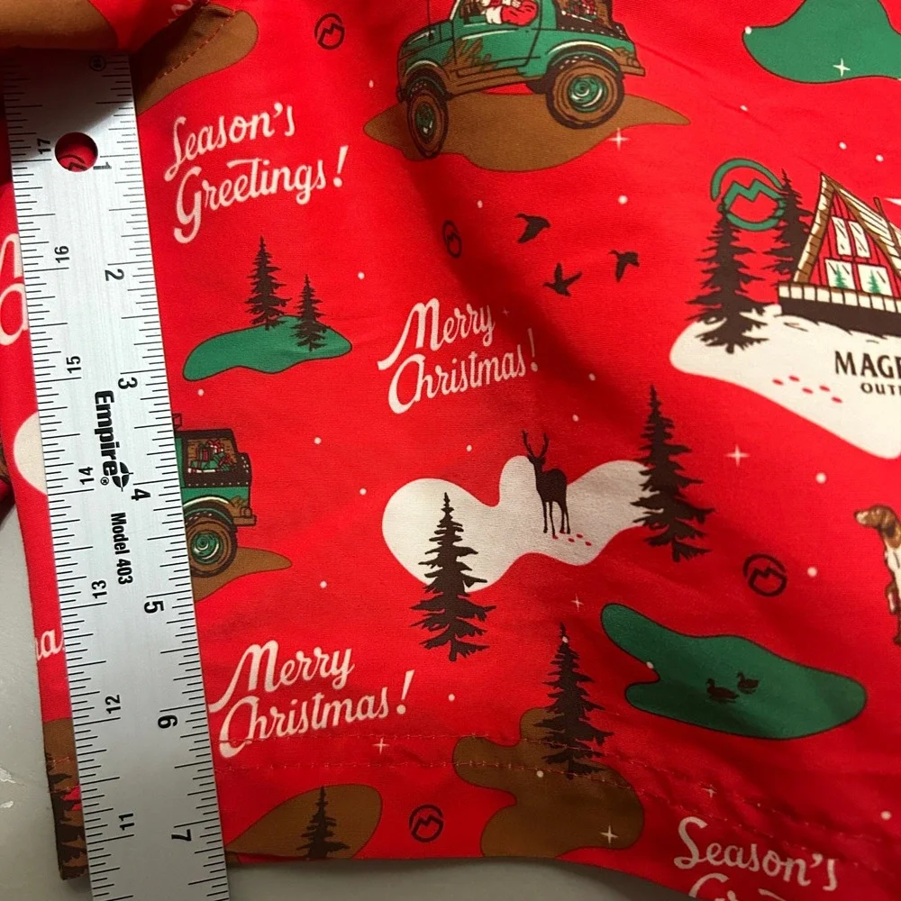 Magellan Outdoors Swim Trunks M Red Christmas Festive Fish Gear Water Repellent